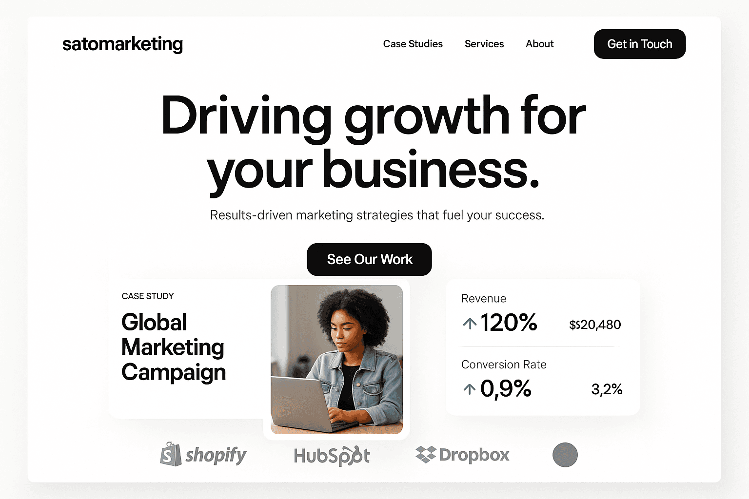 satomarketing.com website mockup